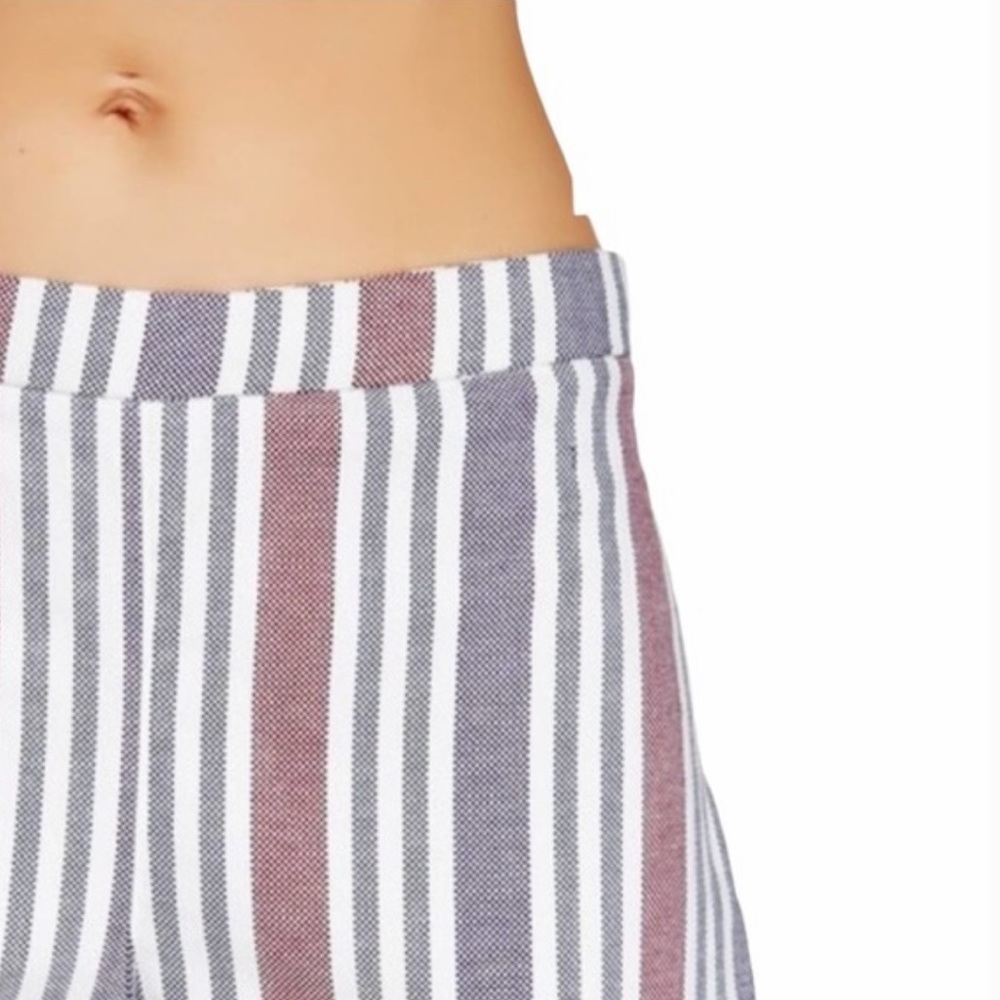 A24 Free People Striped Linen Pants Pull On Side Zip Ankle - Picture 5 of 11